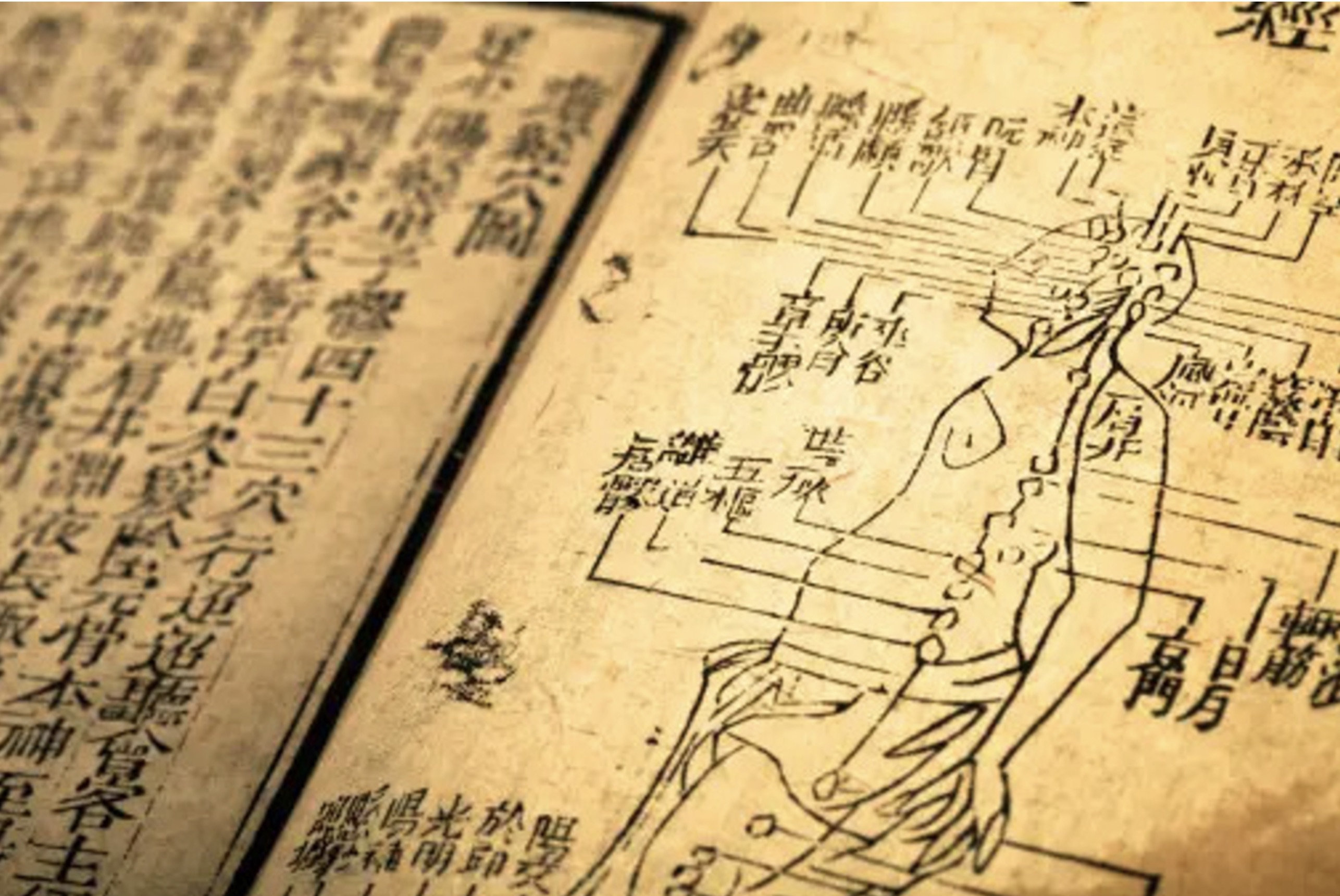 Photograph of an ancient Chinese text displaying acupuncture techniques