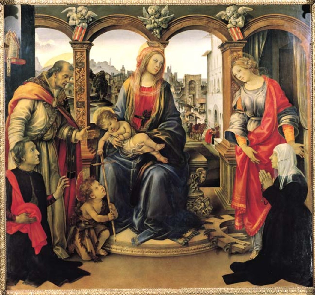 An image of one of Filippino Lippi’s pieces of art titled Madonna with Child and Saints