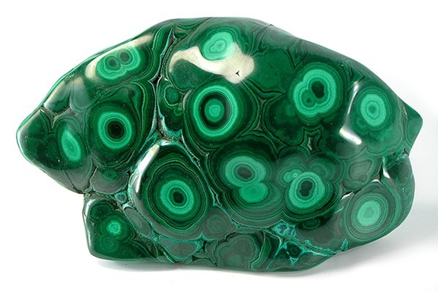 An image of a polished piece of malachite