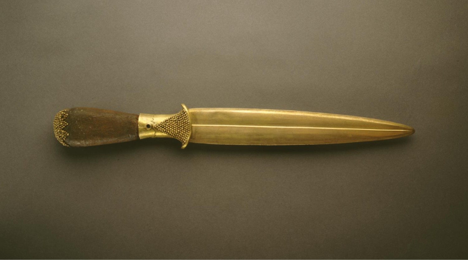 A small golden dagger which was unearthed in the Sumerian city of Ur