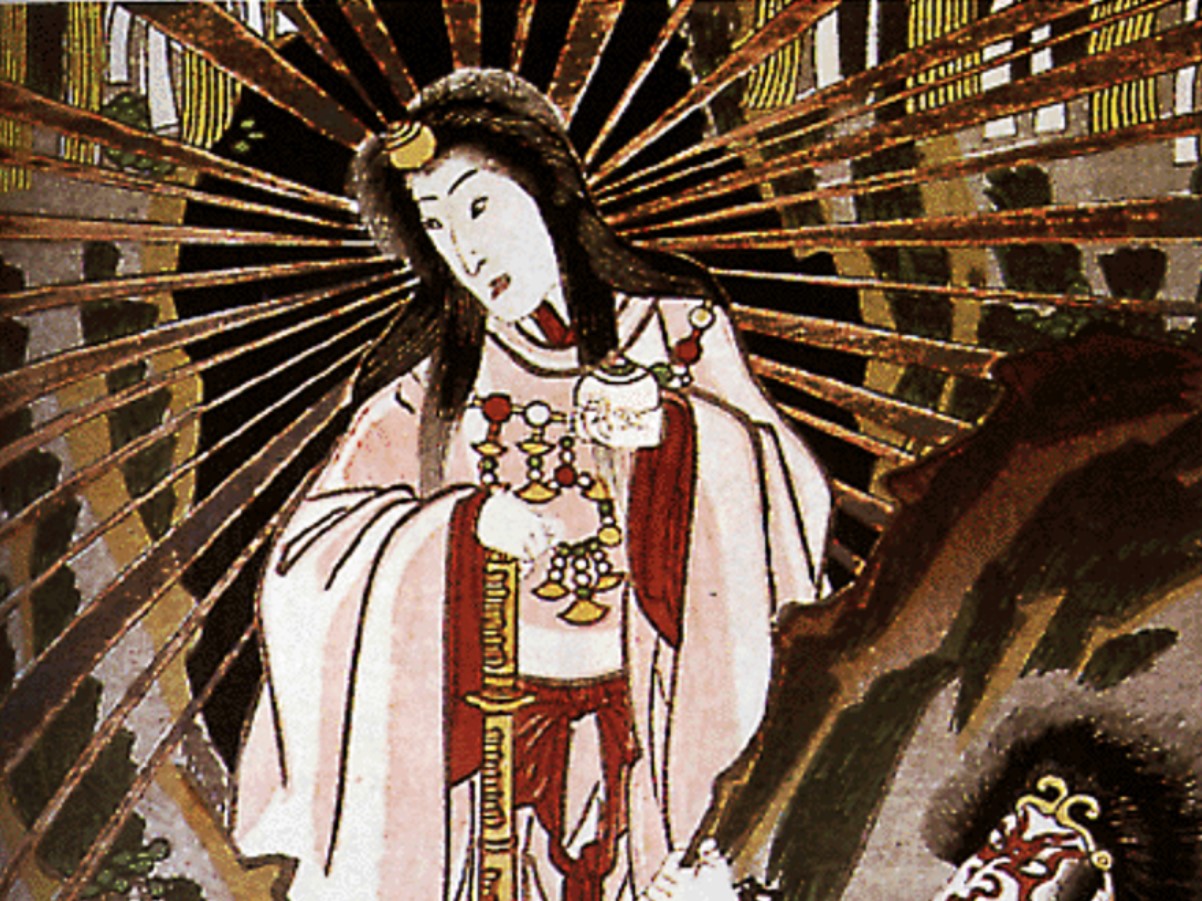 A painting of a Japanese deity found at the Amaterasu cave