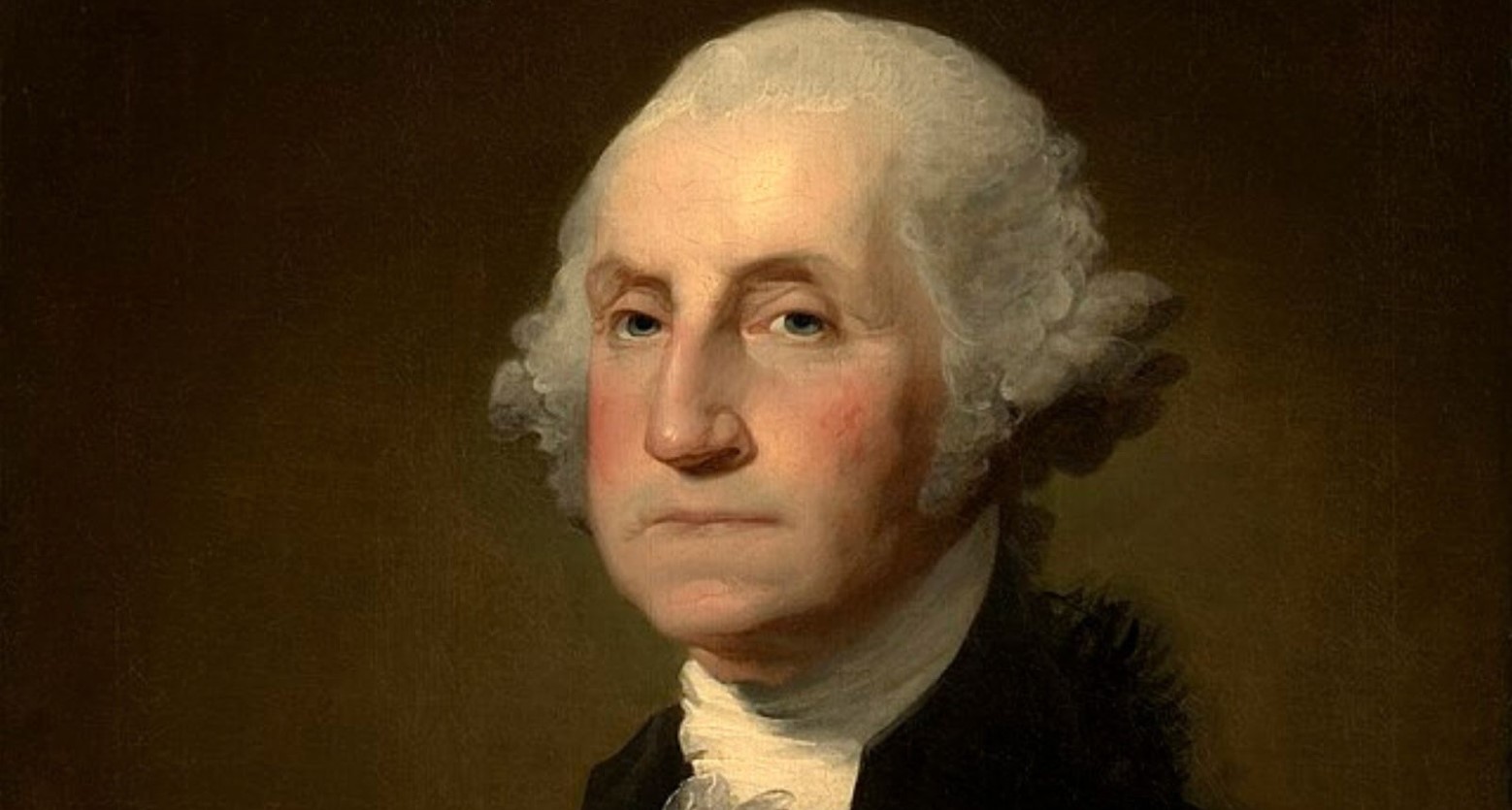 A portrait painting of George Washington.
