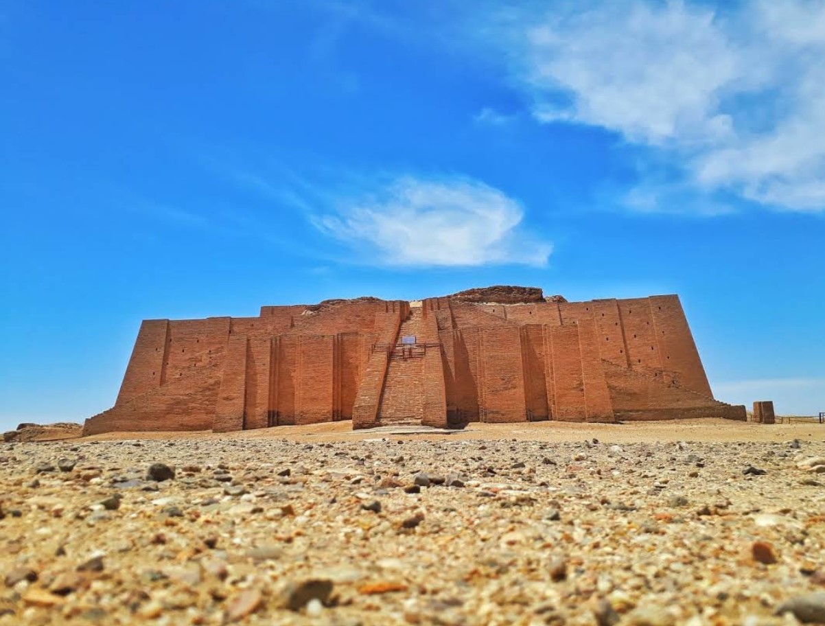 A photograph of the Ziggurat of Ur during a sunny day