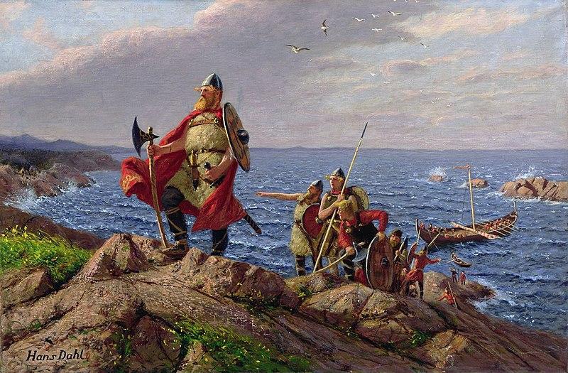 An image of Leaf Erikson arriving on American soil by Hans Dahl
