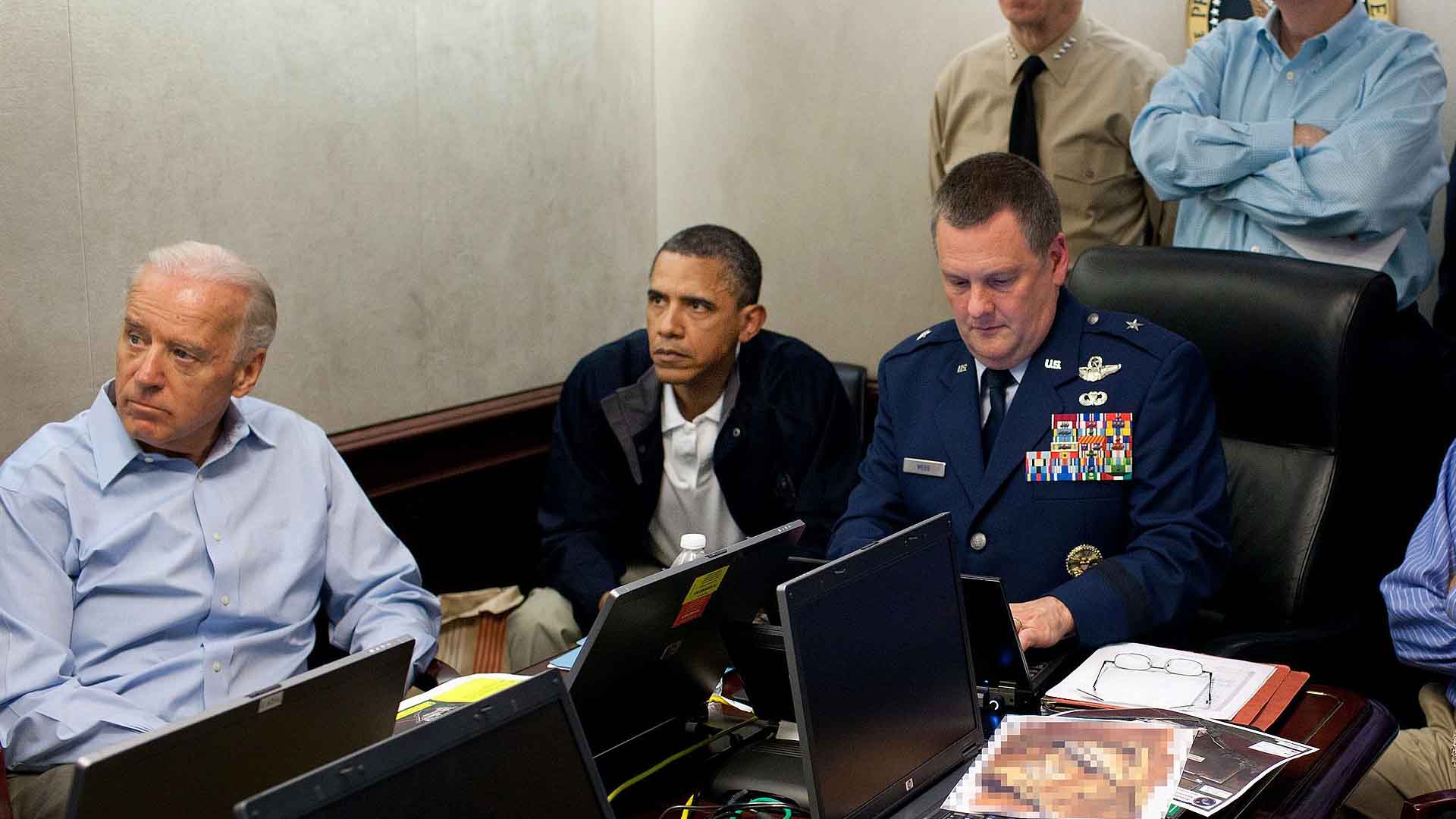 Members of the Obama administration in the Situation Room, tracking the mission that killed Bin Laden