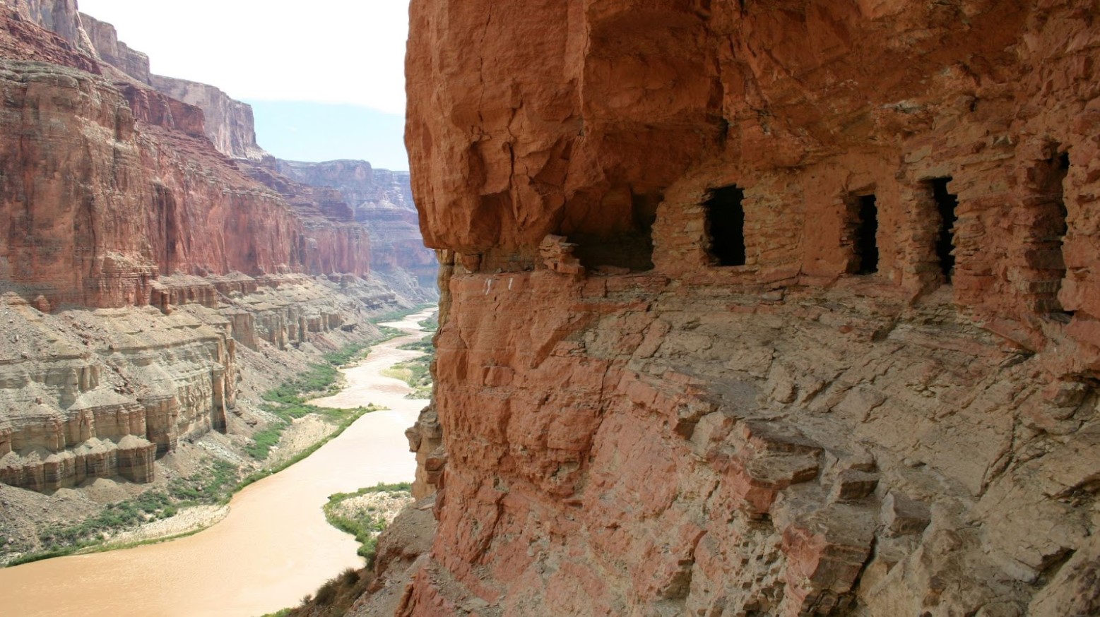 Holes seen in the walls of the Grand Canyon that are ancient granaries.