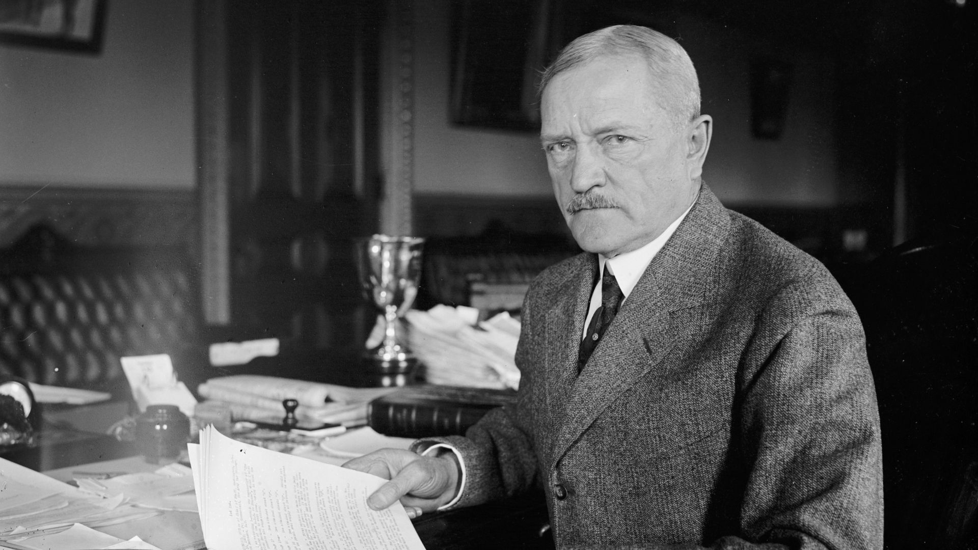 A 1923 black and white photo of John Pershing.