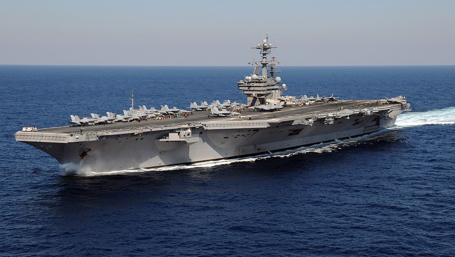 An image of the George H.W. Bush at sea