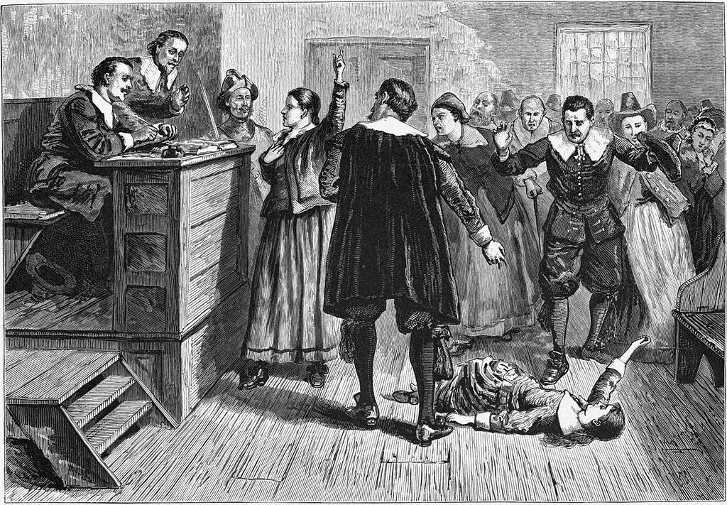 A drawing portraying a portion of the Salem witch trials