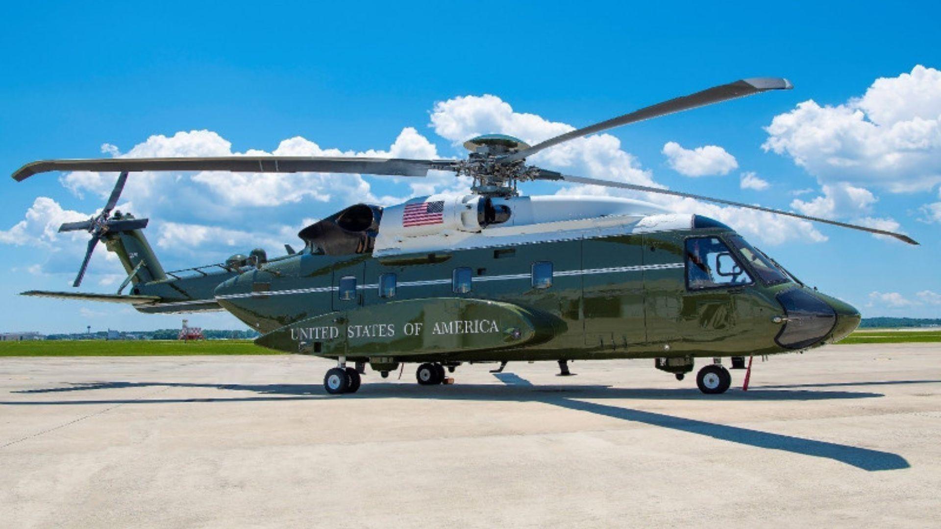 The VH-92 helicopter on a concrete runway.