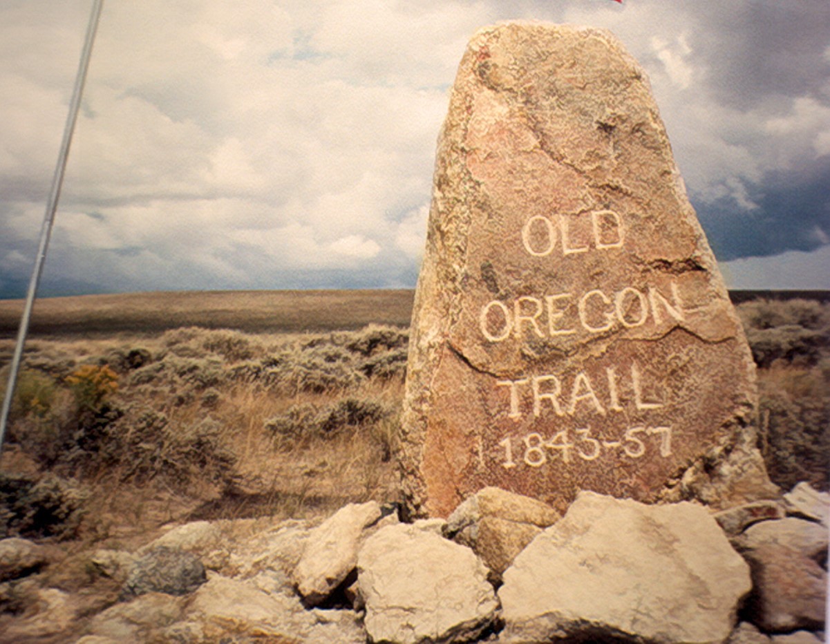 An old Oregon Trail Marker along the road