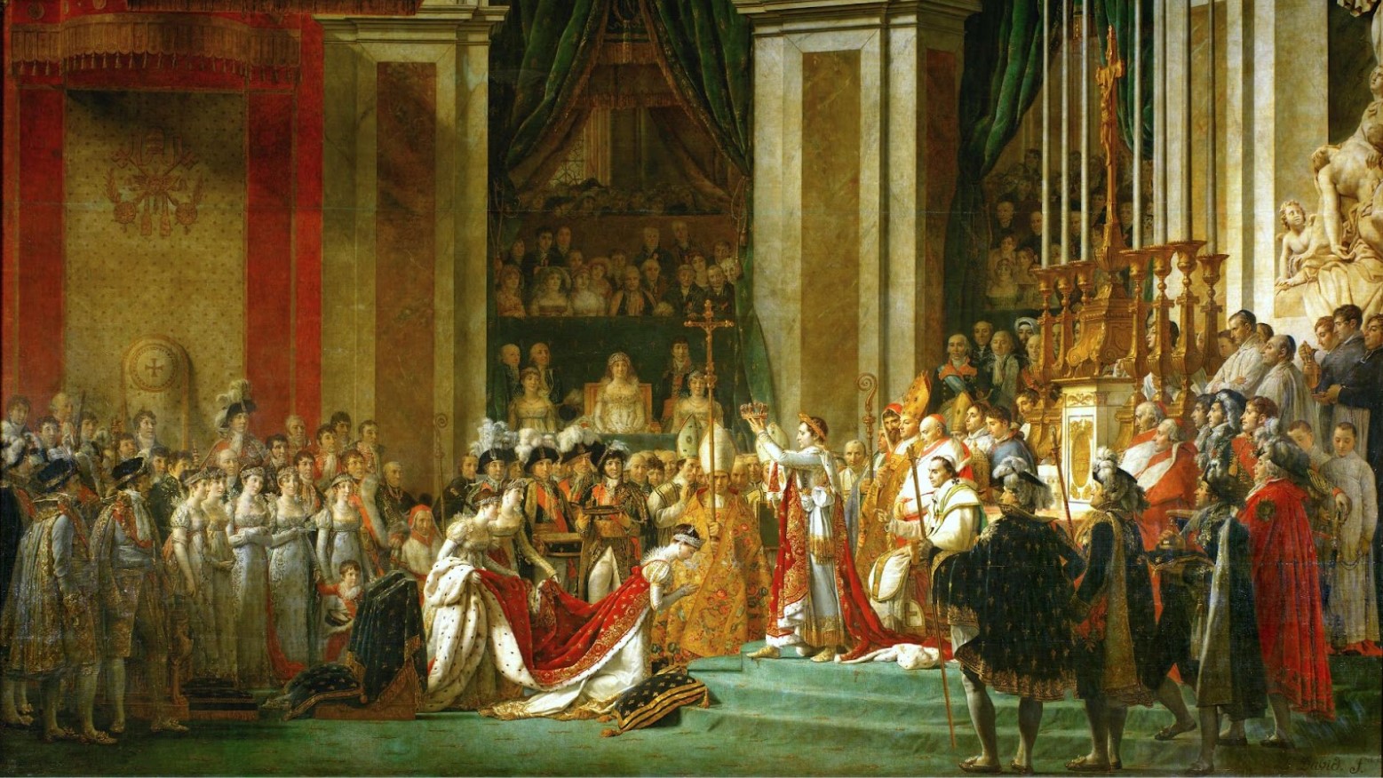 A Jacques-Louis David painting of the coronation of Napoleon.