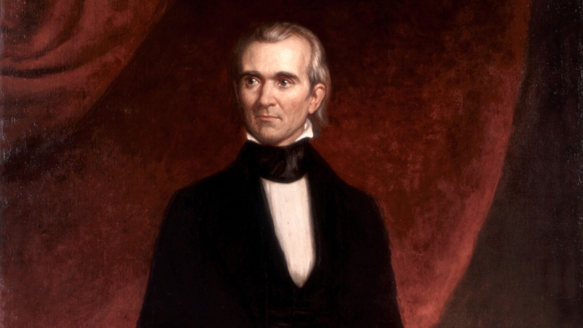 A portrait painting of James K. Polk by George Peter Alexander Healy from 1858.