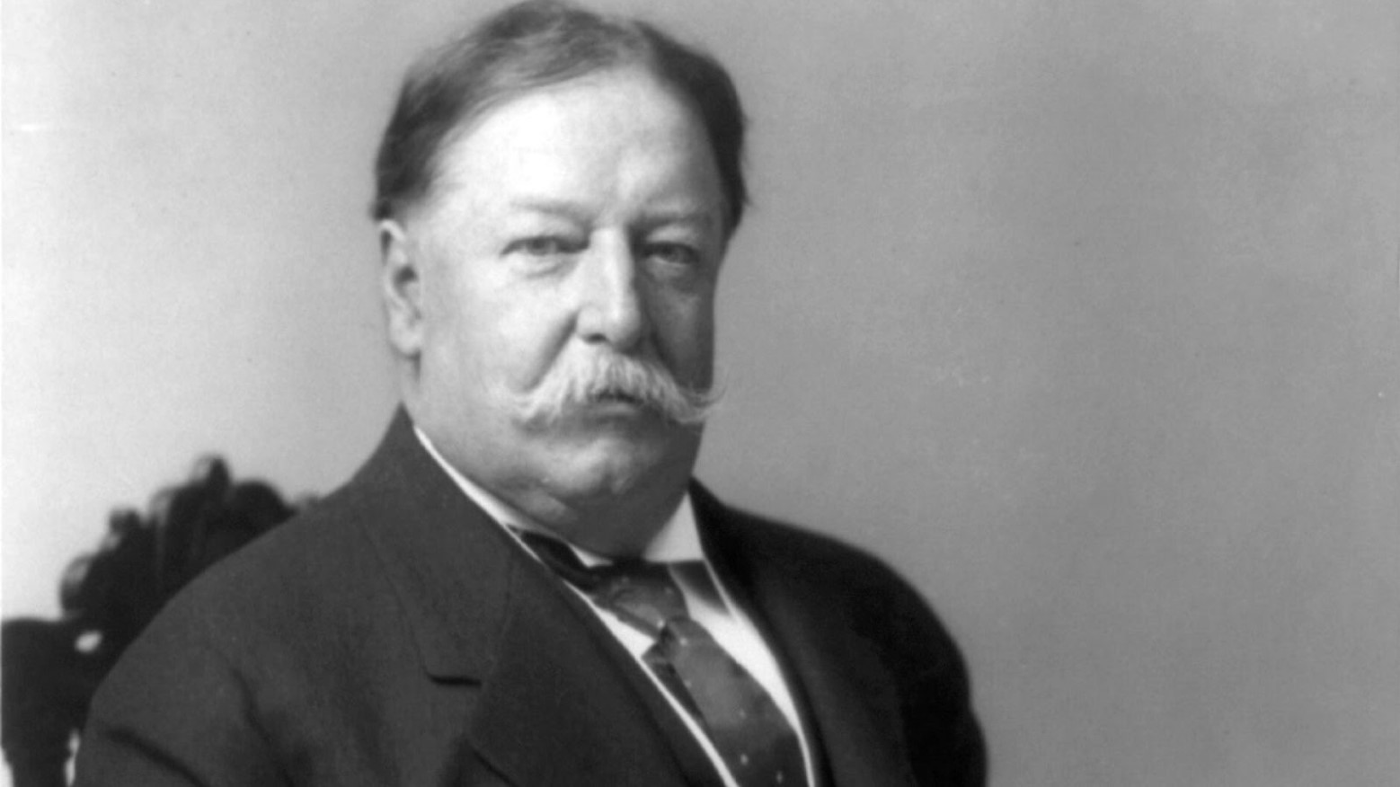 A black and white photo of William Howard Taft in 1908.