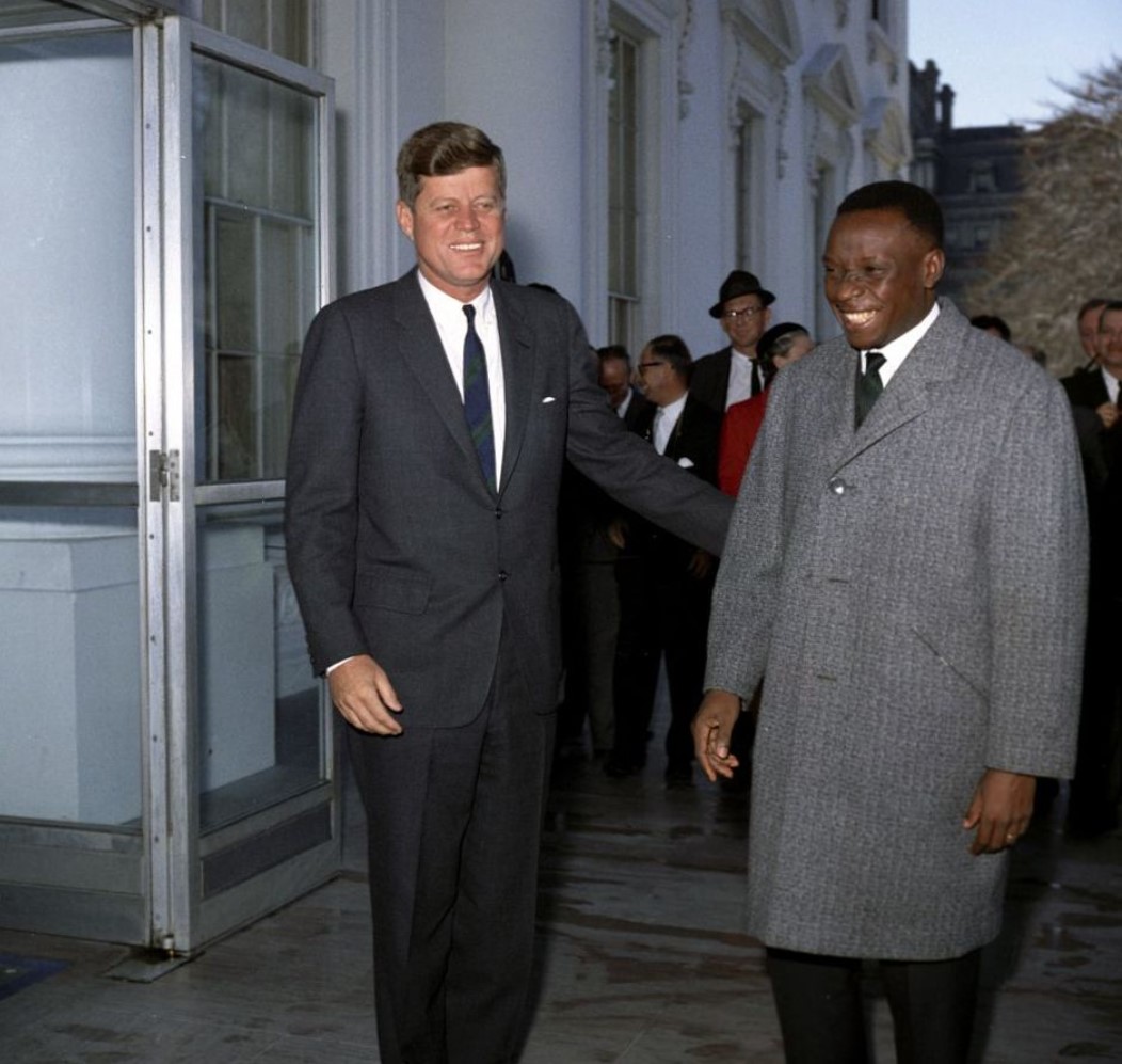 An image of JFK alongside Cyrille Adoula of the Republic of the Congo