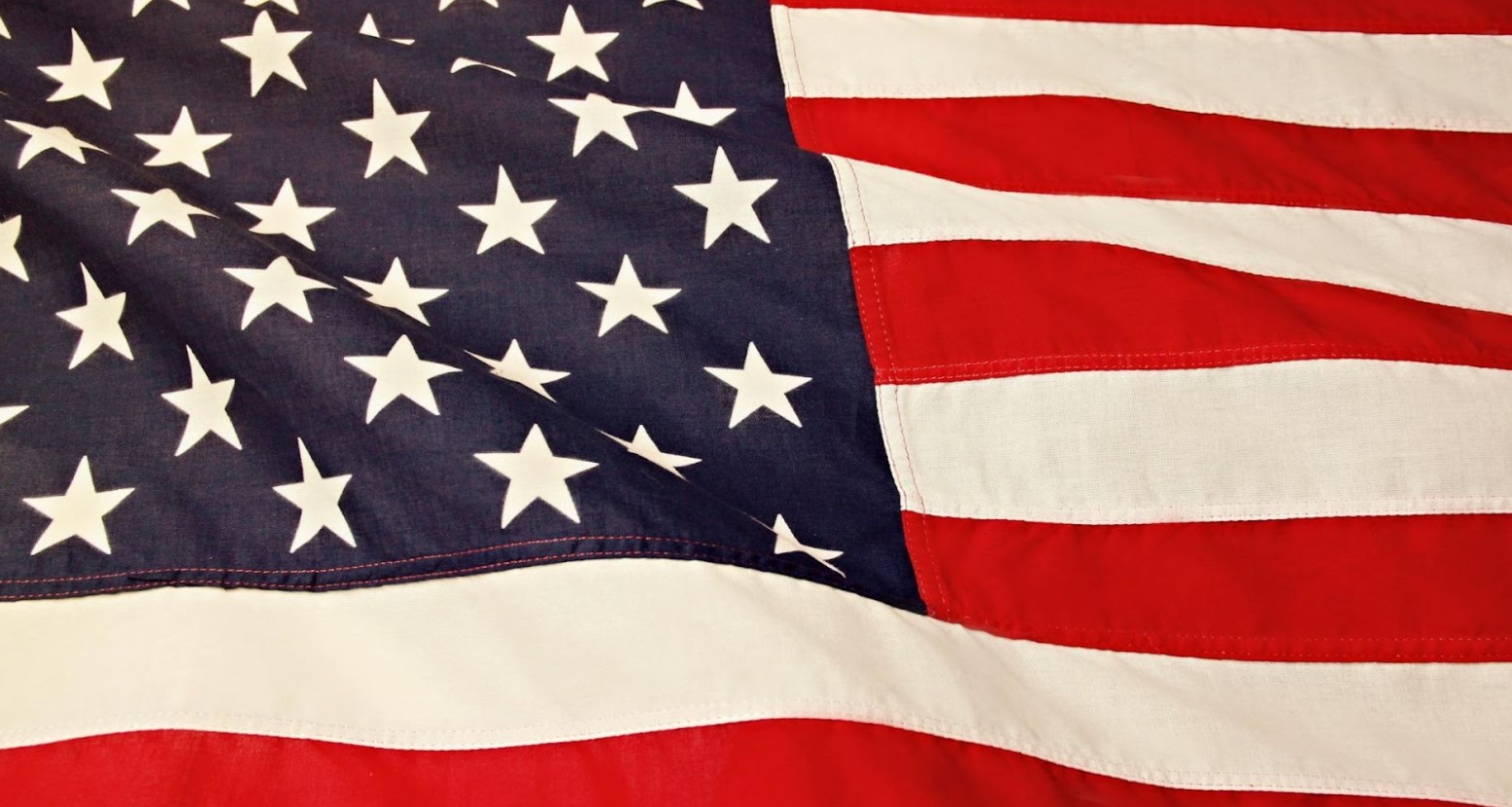 A close-up image of the US flag.