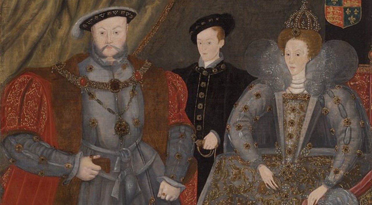 A painting of Henry VIII, Edward VI, and Elizabeth I.