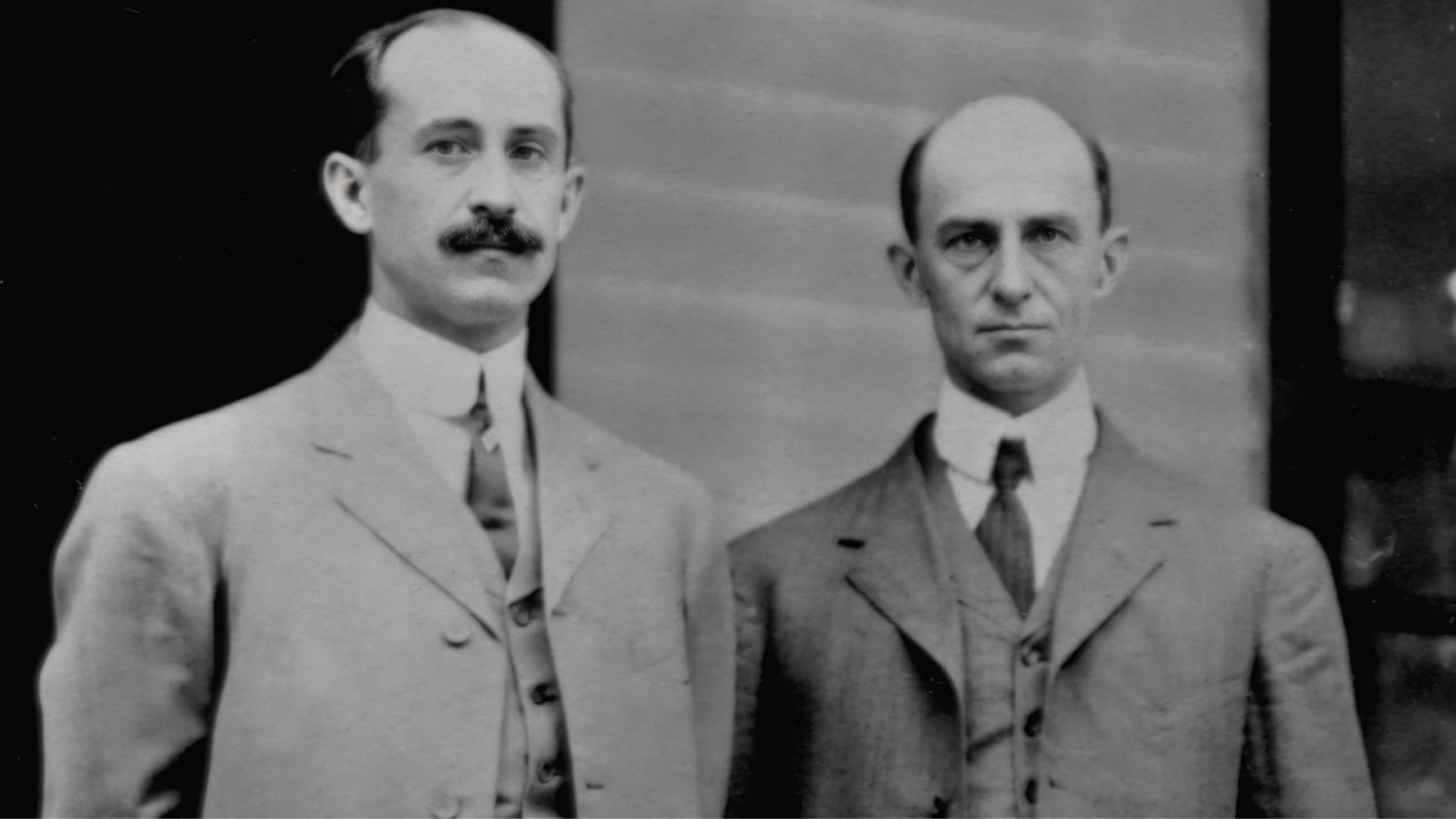 The Wright brothers in a photograph from 1909.