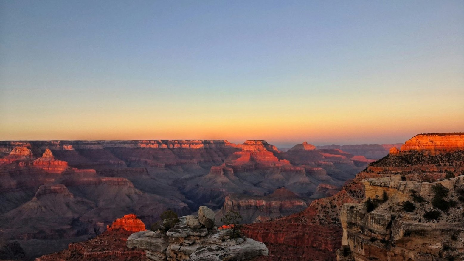The Grand Canyon National Park seen during sunset.