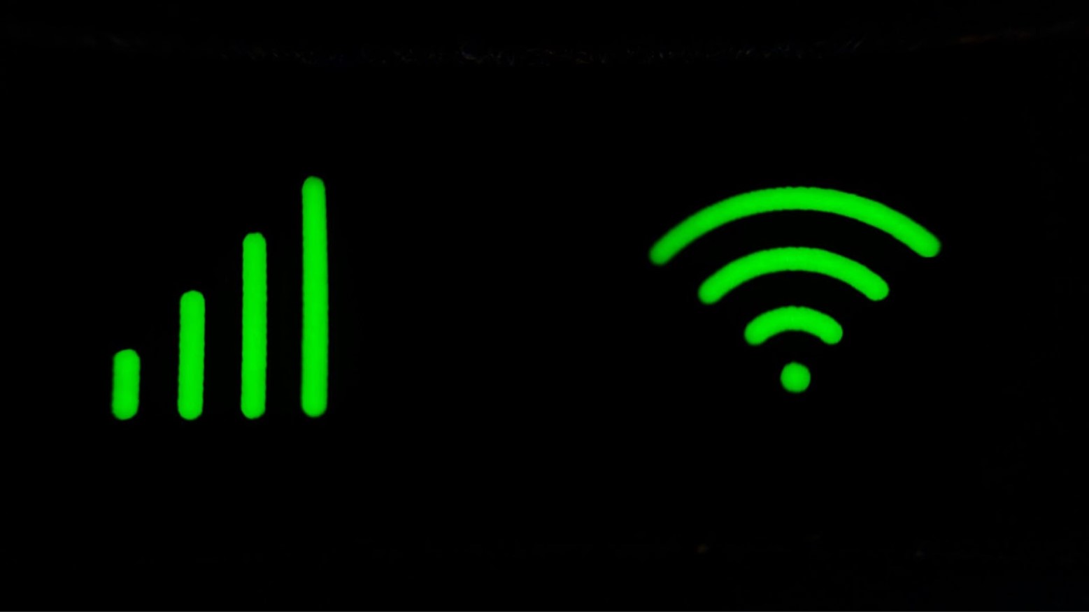 Green wi-fi and network connectivity symbols.