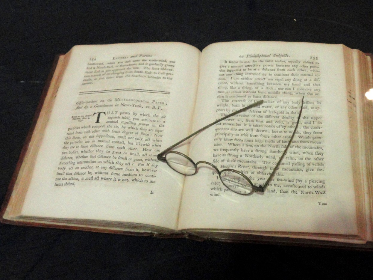 Exhibit in the Franklin Institute, Philadelphia, Pennsylvania of the original bifocals