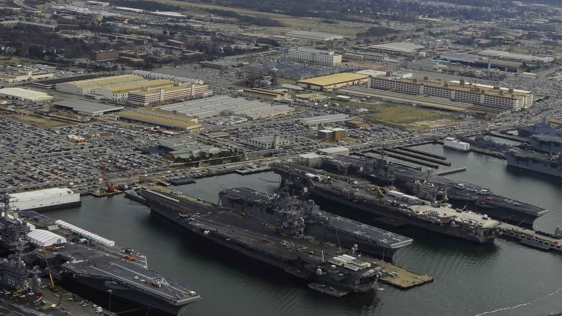 Aerial view of Naval Station Norfolk