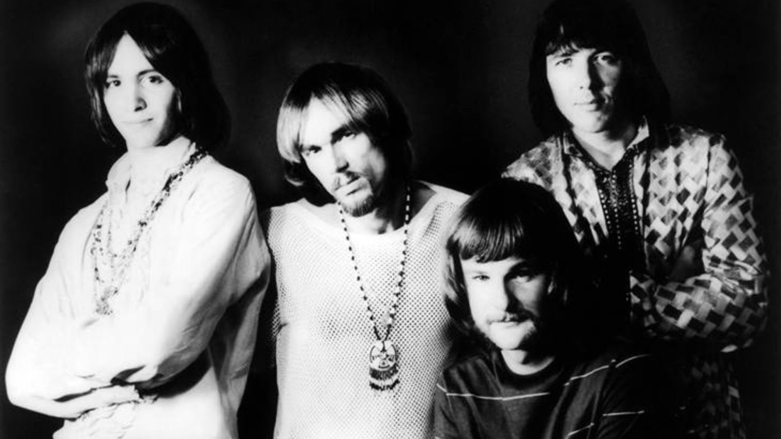A black and white photo of the band Iron Butterfly in 1969.