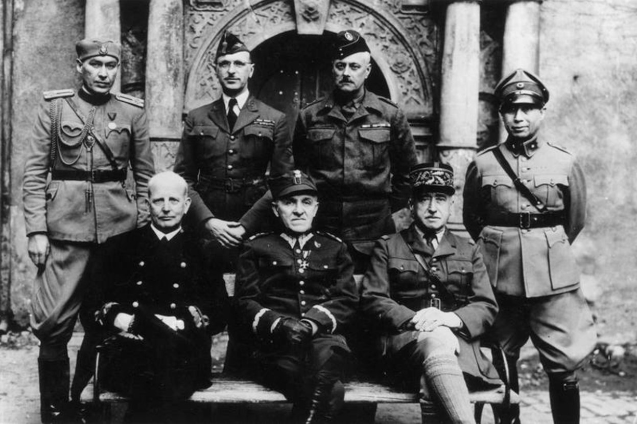 Several officers pose for a photograph during WWII