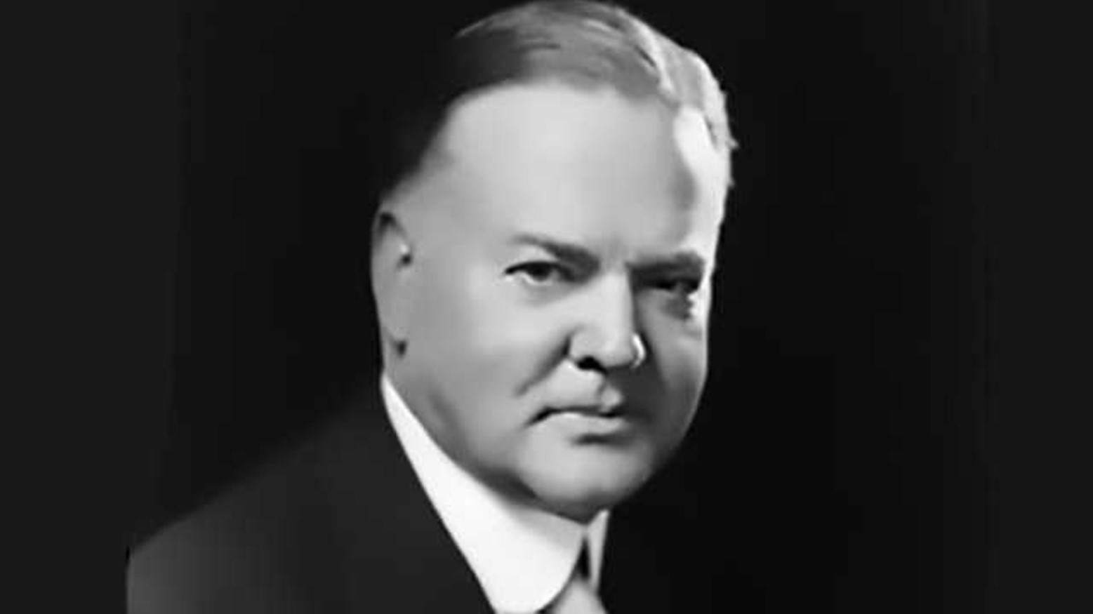 Black and white photograph of former US president Herbert Hoover