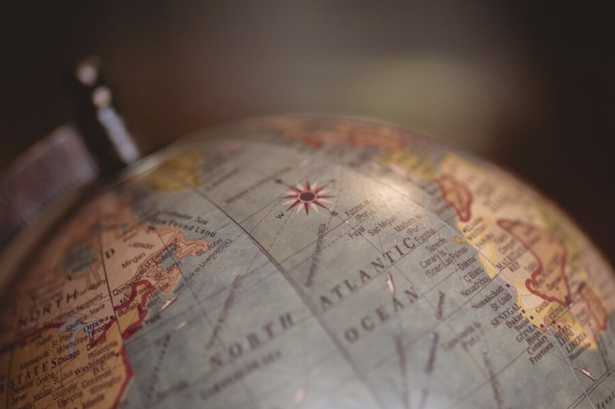 Close-up photograph of a globe
