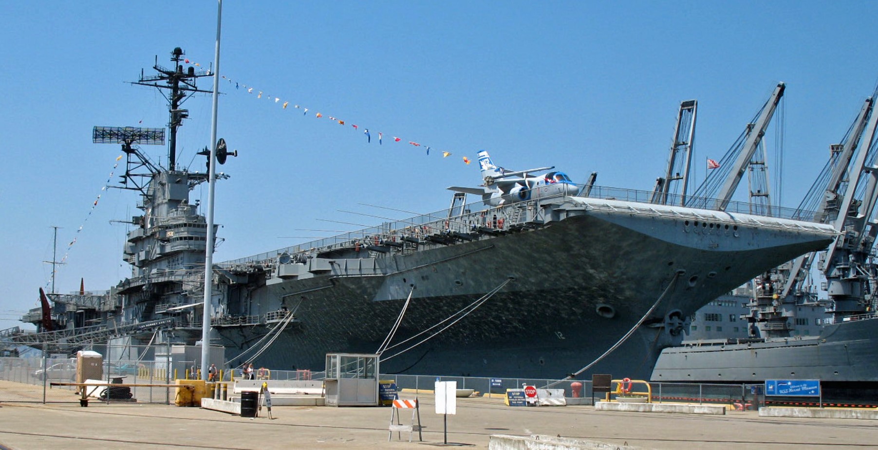 An image of the exterior walls of a large Navy vessel