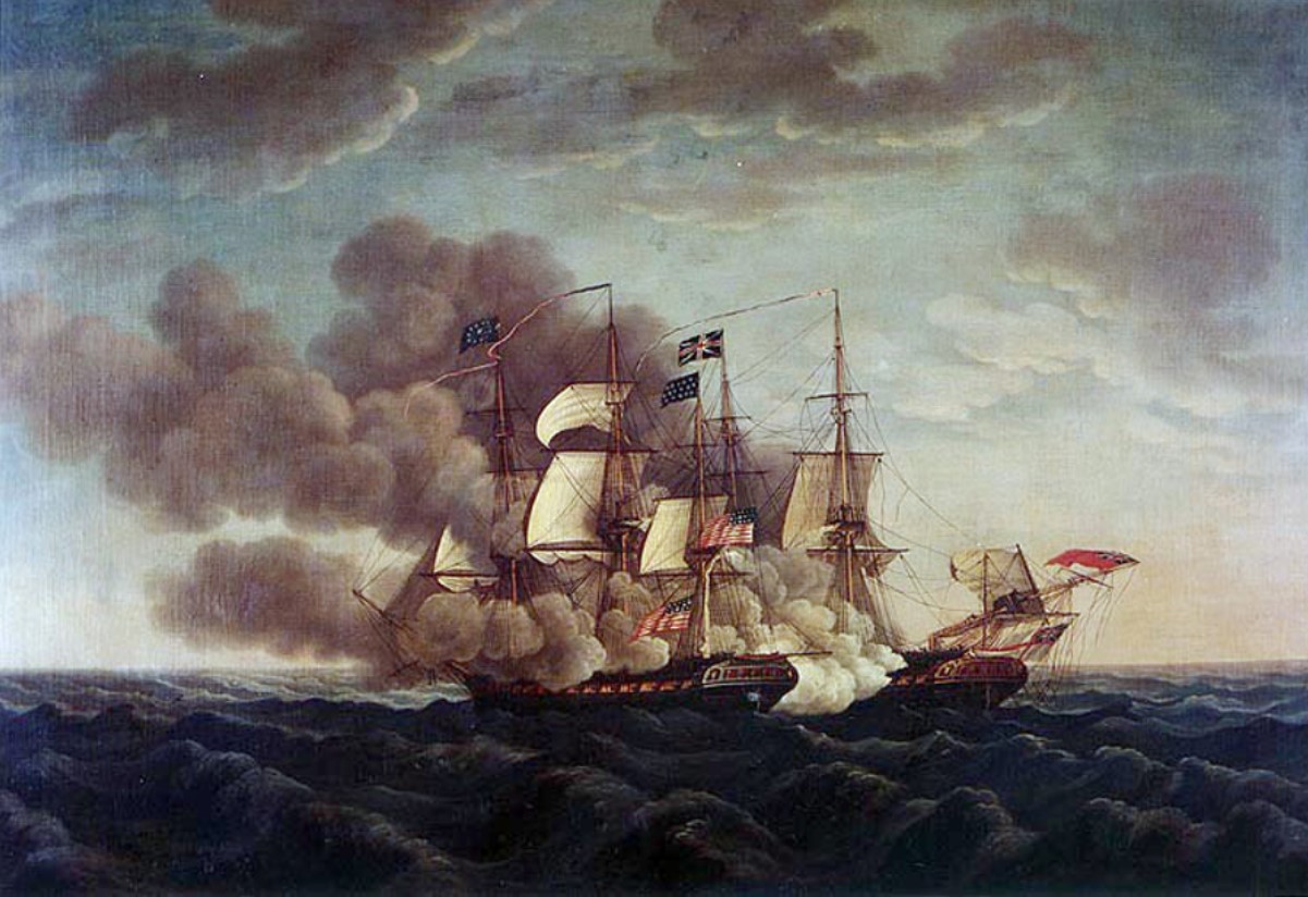 A painting depicting the US Navy vessel USS Constitution
