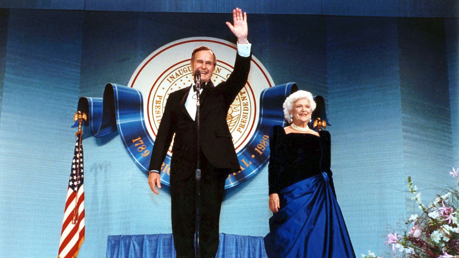 George H.W. Bush and Barbara Bush seen in 1989.