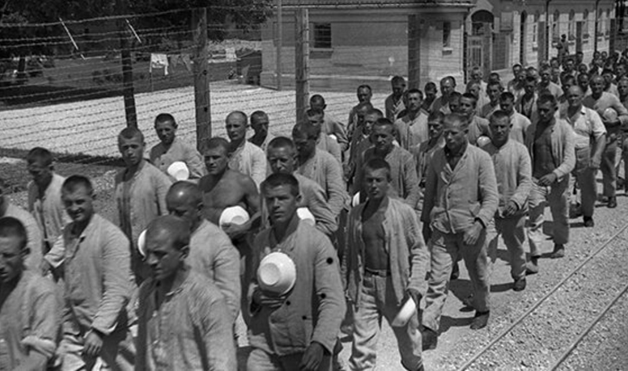 Prisoners in a German camp during WWII