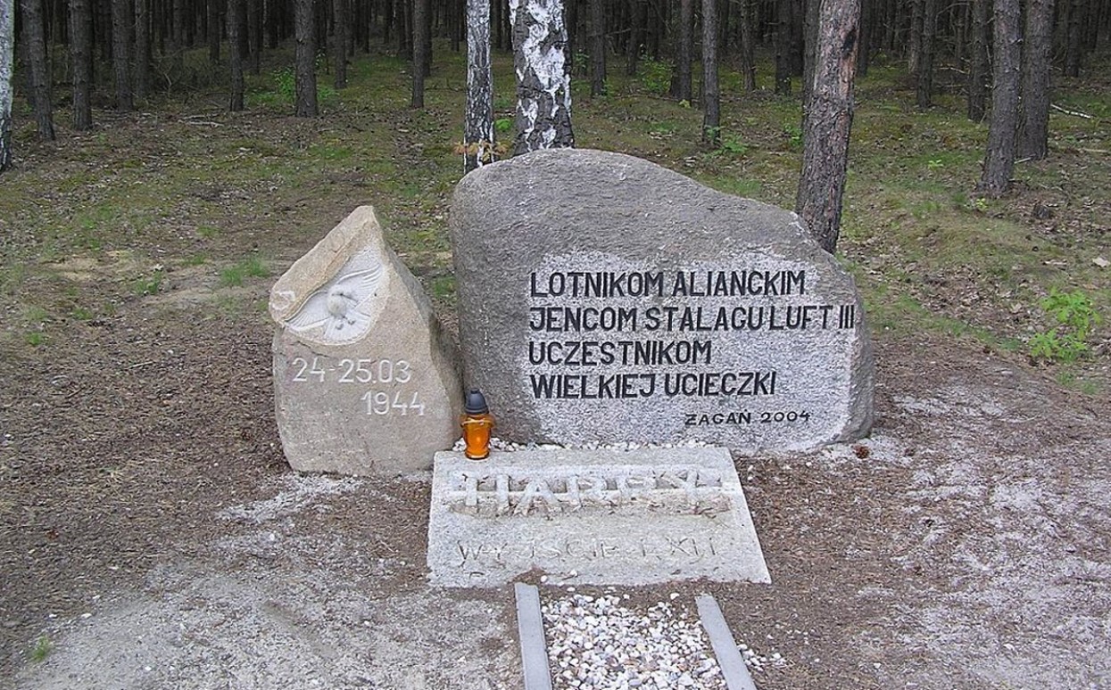 Three stones mark the exit of the tunnel Harry from the Great Escape