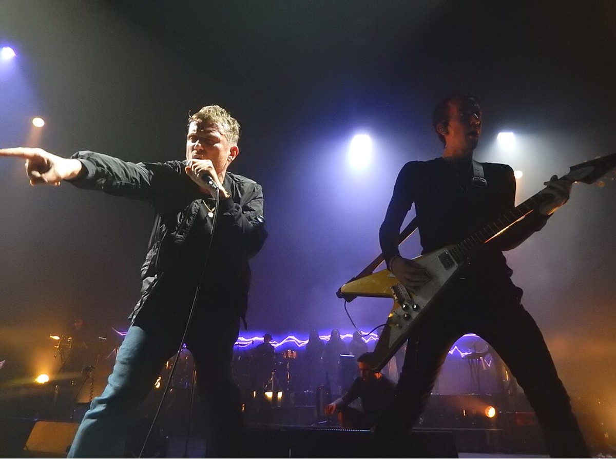 An image of the Gorillaz during a live performance in London