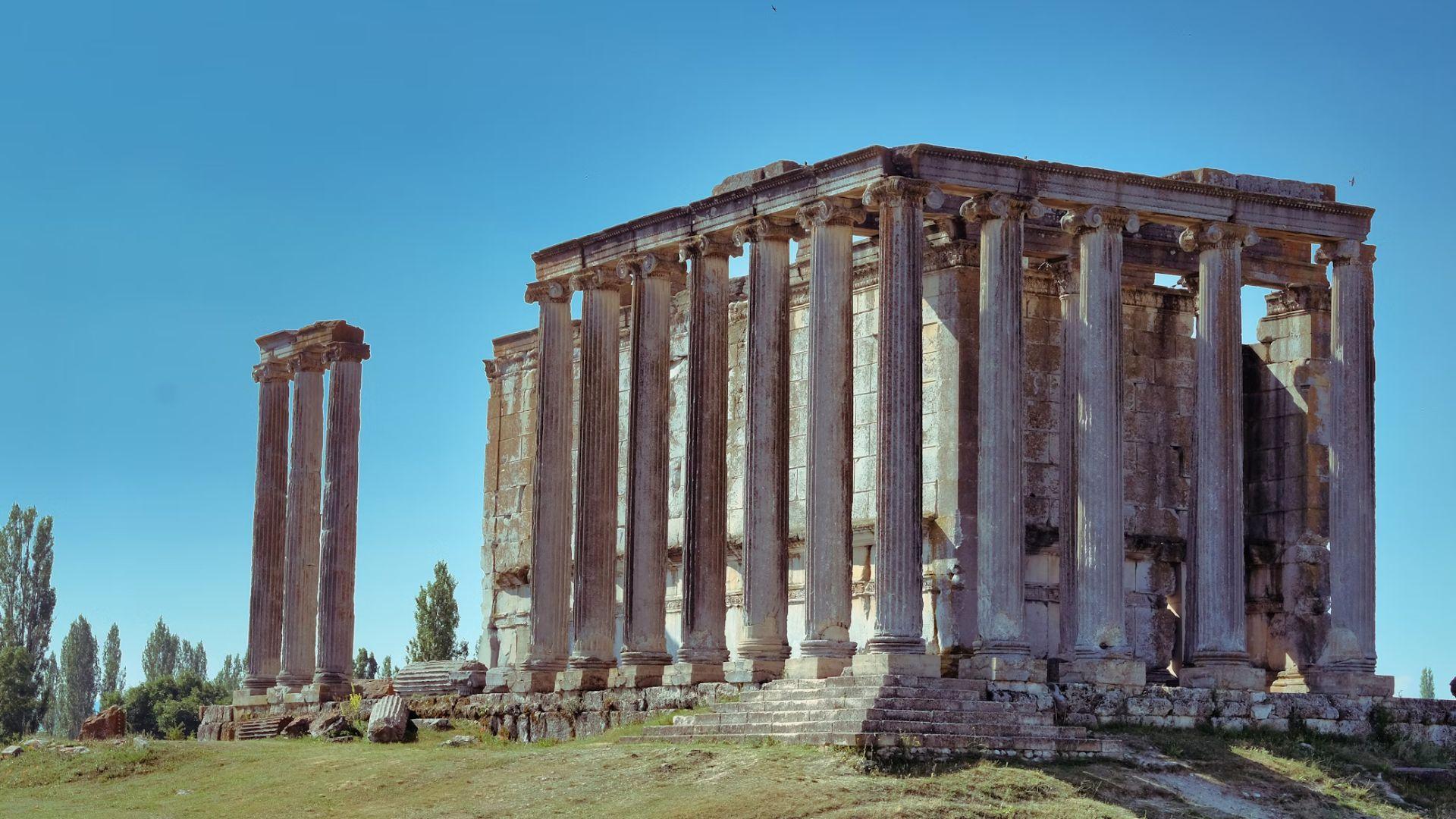 The Temple of Zeus. The temple is still somewhat intact but is slightly ruined