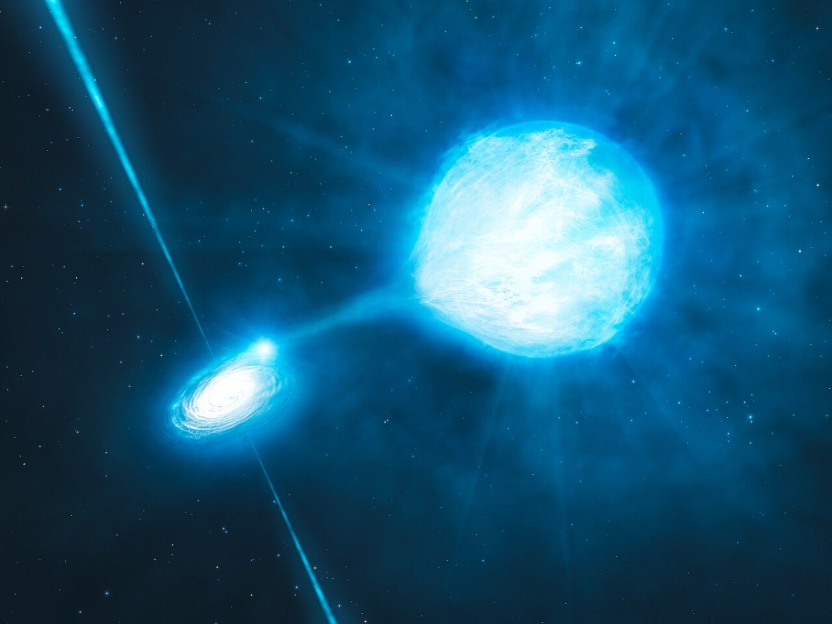 An artist's rendition of a stellar black hole in space