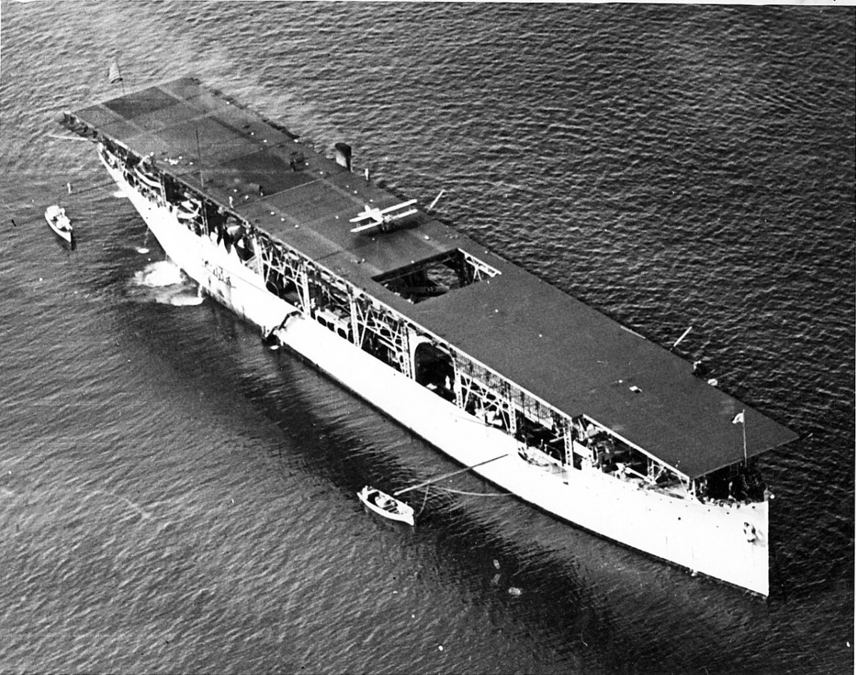 An image of the USS Langley from the side