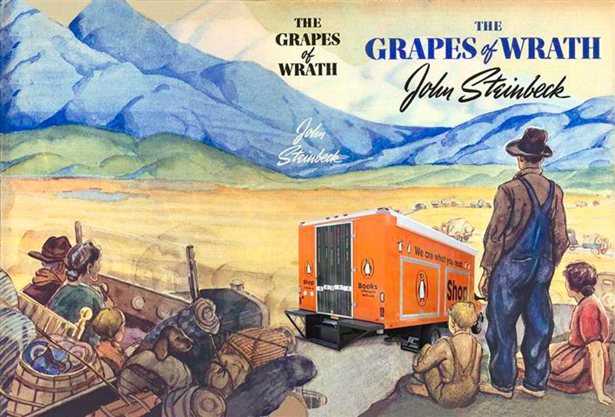 The original cover (front and back) or John Steinback’s book, “The Grapes of Wrath”