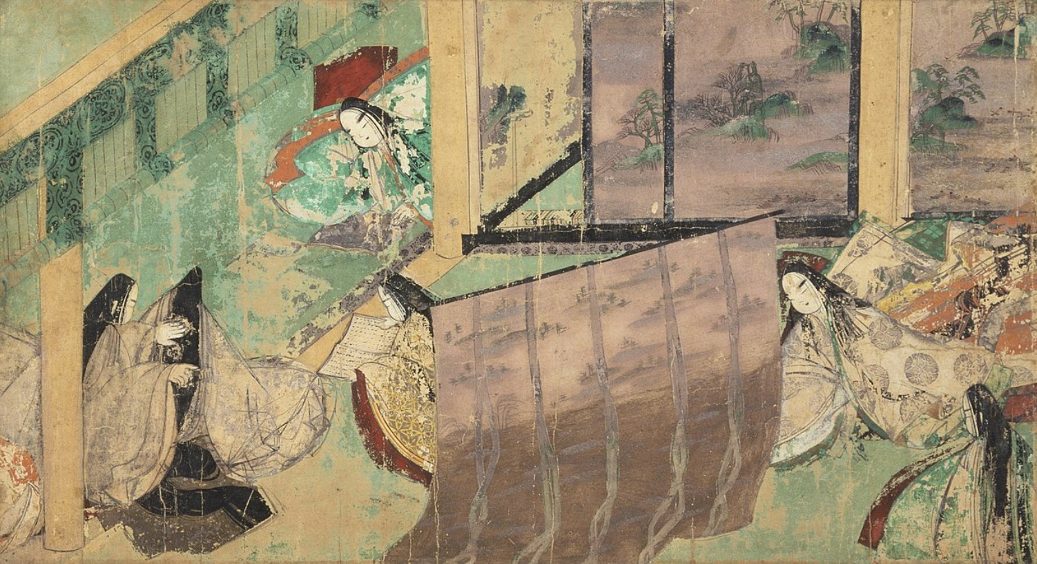 An image depicting the tale of Genji written during the Heian Period