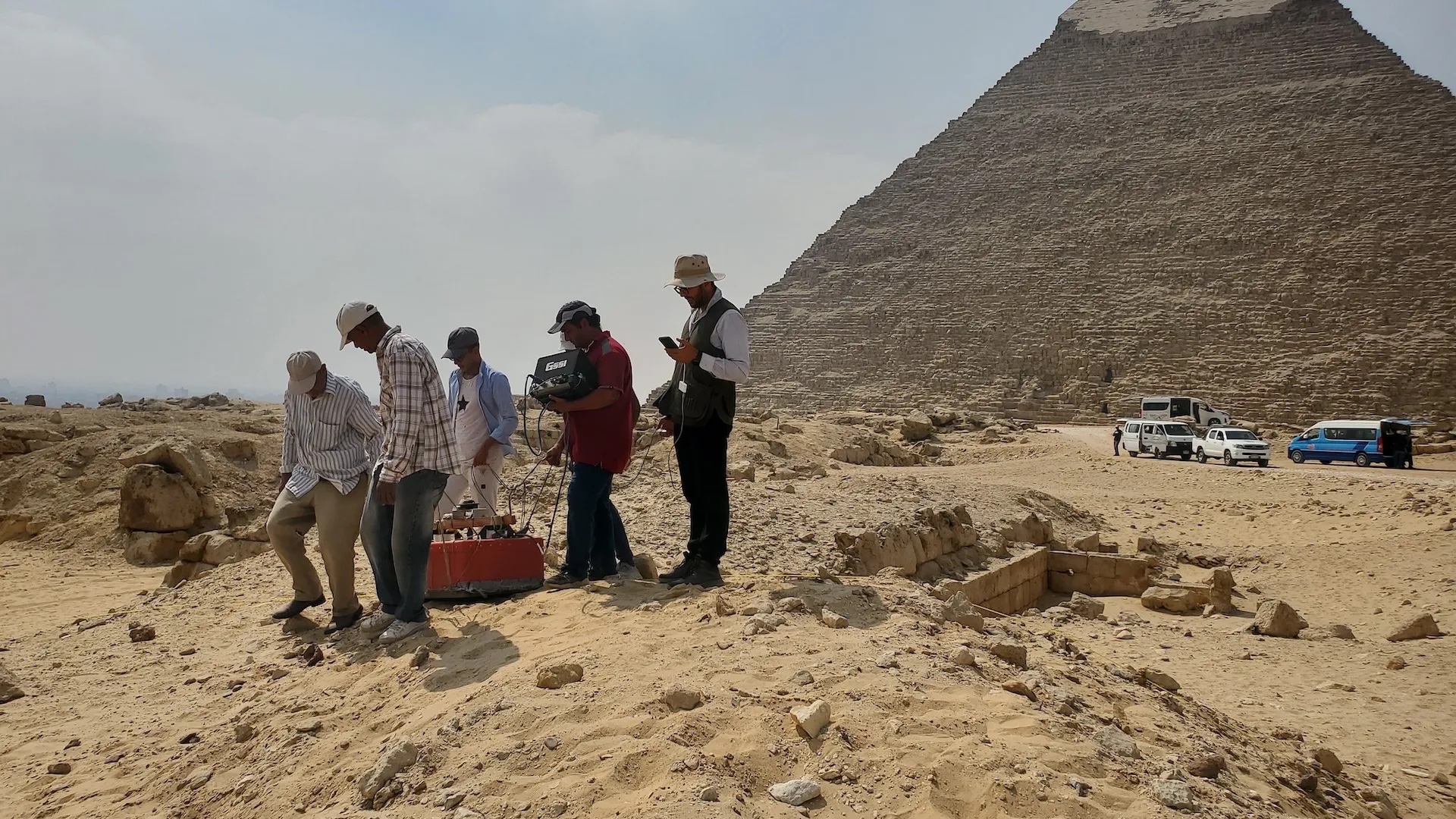 A photo of the remote sensing survey being conducted in the western cemetery of Giza, Egypt.