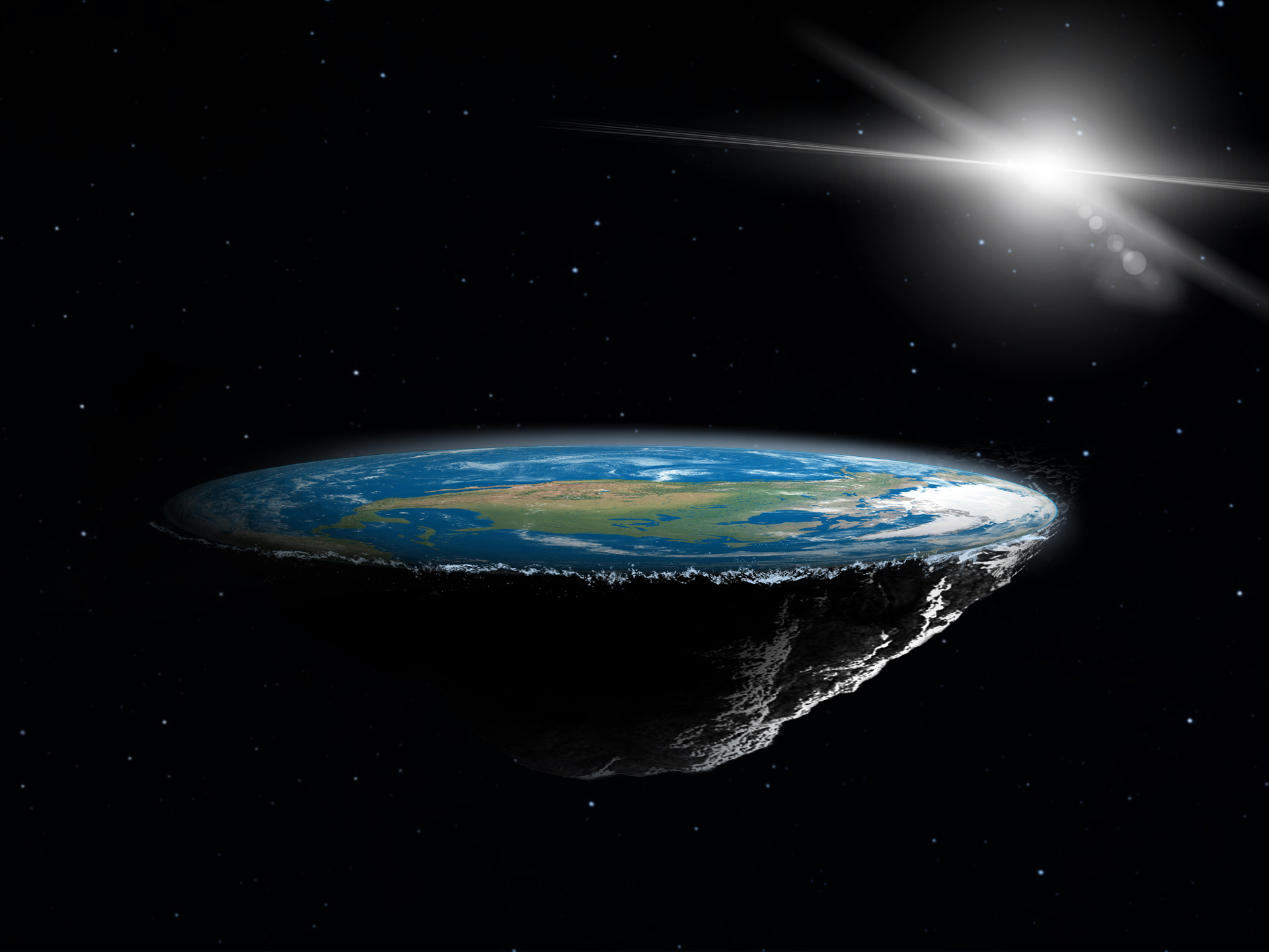 flat earth in space
