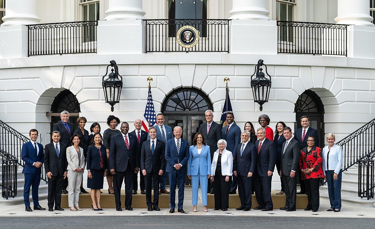 A photograph of President Biden's administration and cabinet