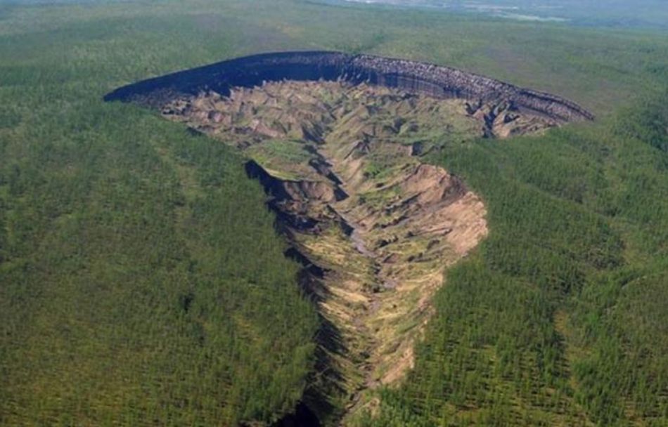 An image of the Batagaika Crater during summer in Russia