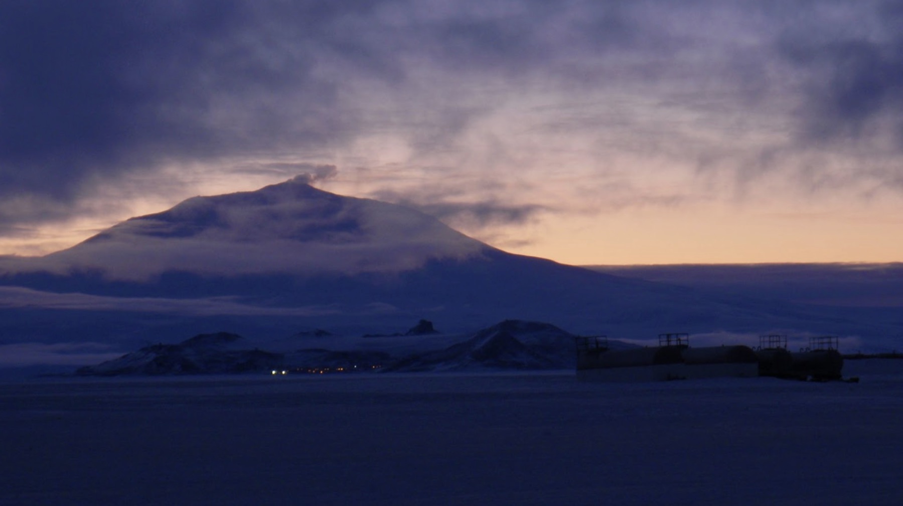 Mount Erebus seen in the evening.