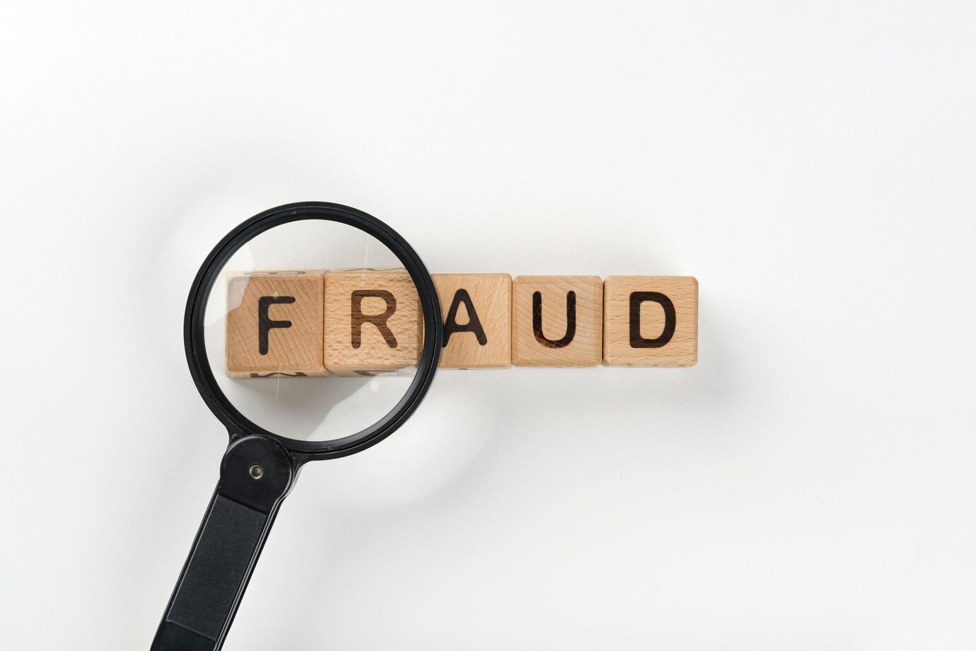 magnifier with fraud message