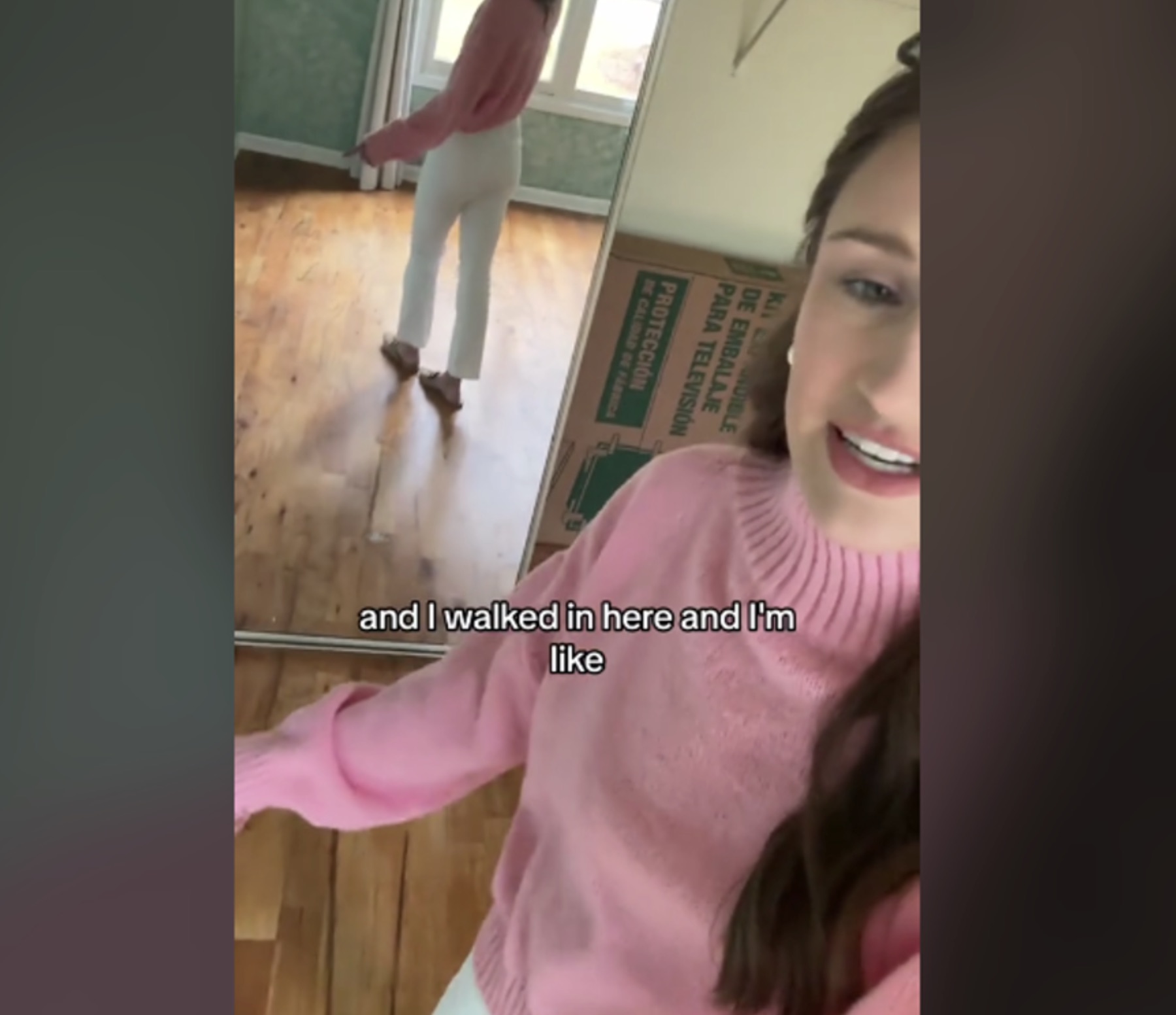An image of a realtor, Caroline Holman, during a TikTok video