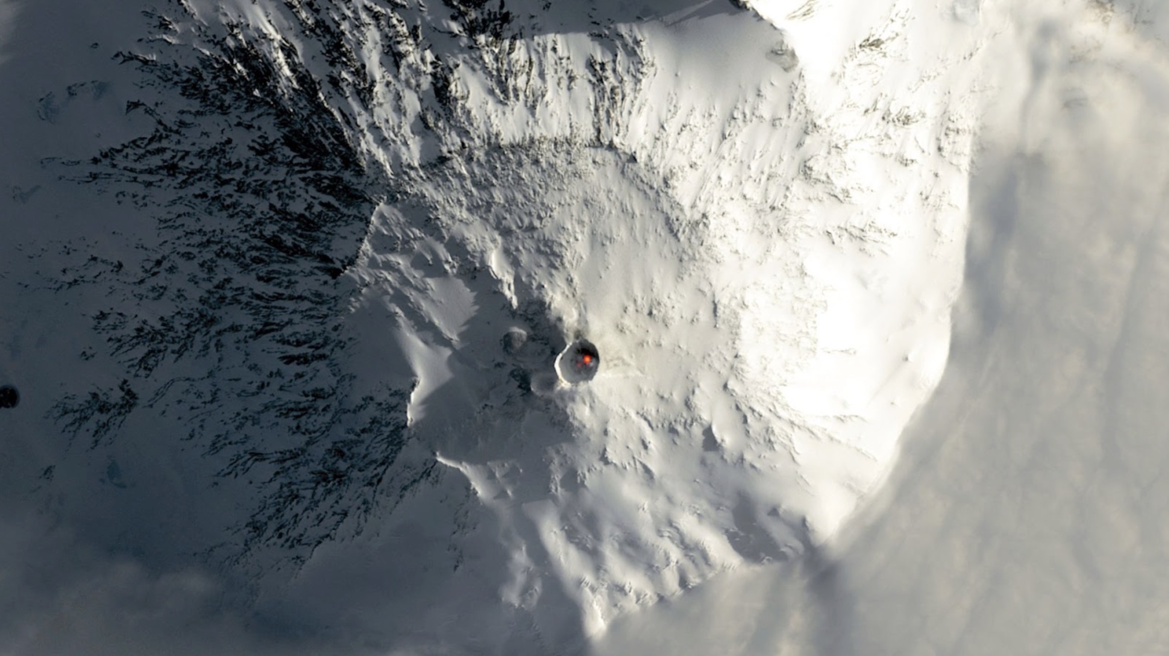 A satellite image of a lava lake seen in Mount Erebus.