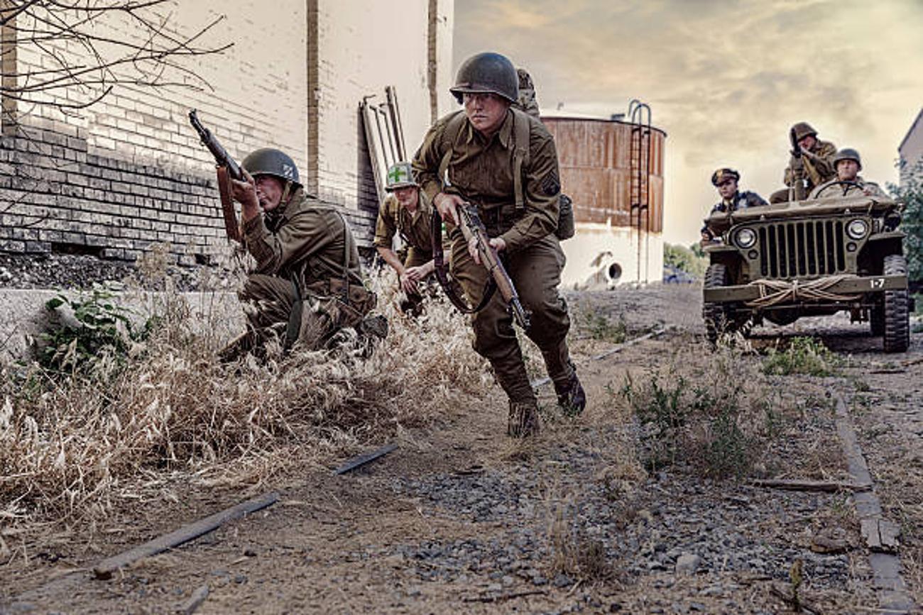 A photograph of soldiers preparing for battle during World War II